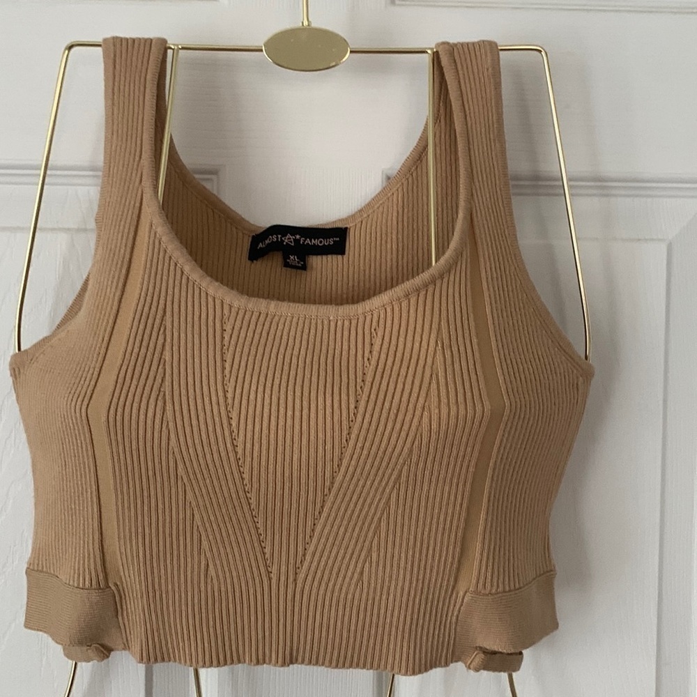Almost Famous Tan Crop Top Size XL #021